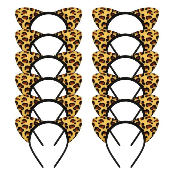 0427 New Leopard Cat Ears Headbands 12 Pack Party Supply - Picture 1 of 3
